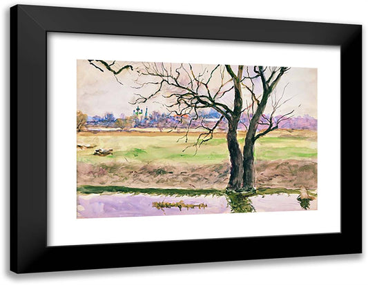 Near Maloyaroslavets 24x19 Black Modern Wood Framed Art Print Poster by Konchalovsky, Piotr