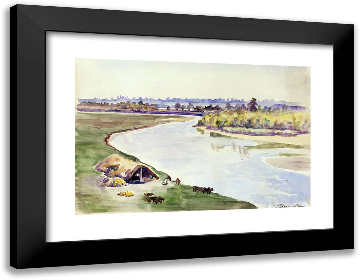 Near the River 24x19 Black Modern Wood Framed Art Print Poster by Konchalovsky, Piotr