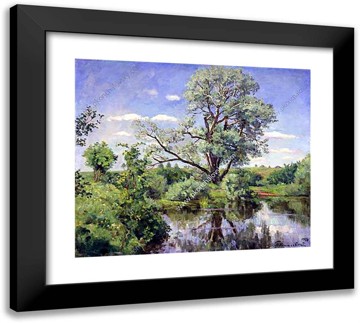 Nemtsovo. Pond. 22x20 Black Modern Wood Framed Art Print Poster by Konchalovsky, Piotr