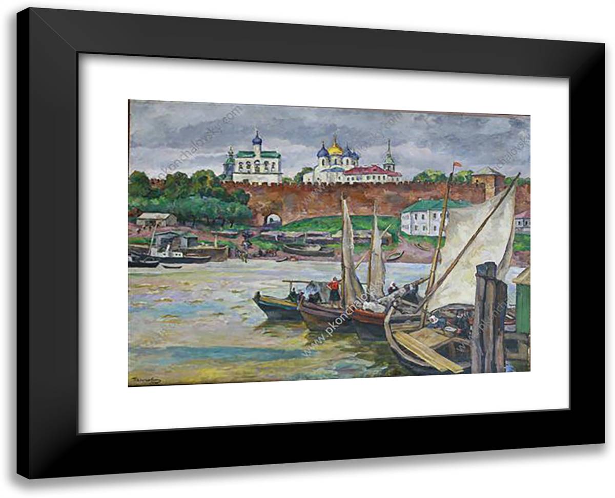 Novgorod 24x19 Black Modern Wood Framed Art Print Poster by Konchalovsky, Piotr