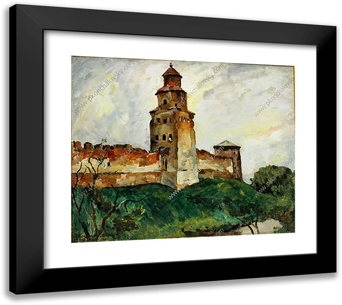 Novgorod. Kukui Tower. 22x20 Black Modern Wood Framed Art Print Poster by Konchalovsky, Piotr