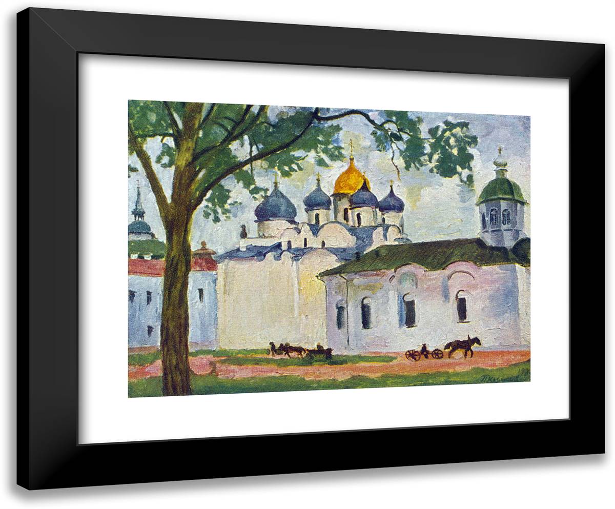 Novgorod. Square of St. Sophia Cathedral. 24x20 Black Modern Wood Framed Art Print Poster by Konchalovsky, Piotr