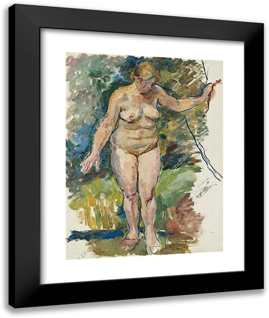 Nude on a Background of Green. Sketch for Painting 'Woman at the Creek' 20x24 Black Modern Wood Framed Art Print Poster by Konchalovsky, Piotr