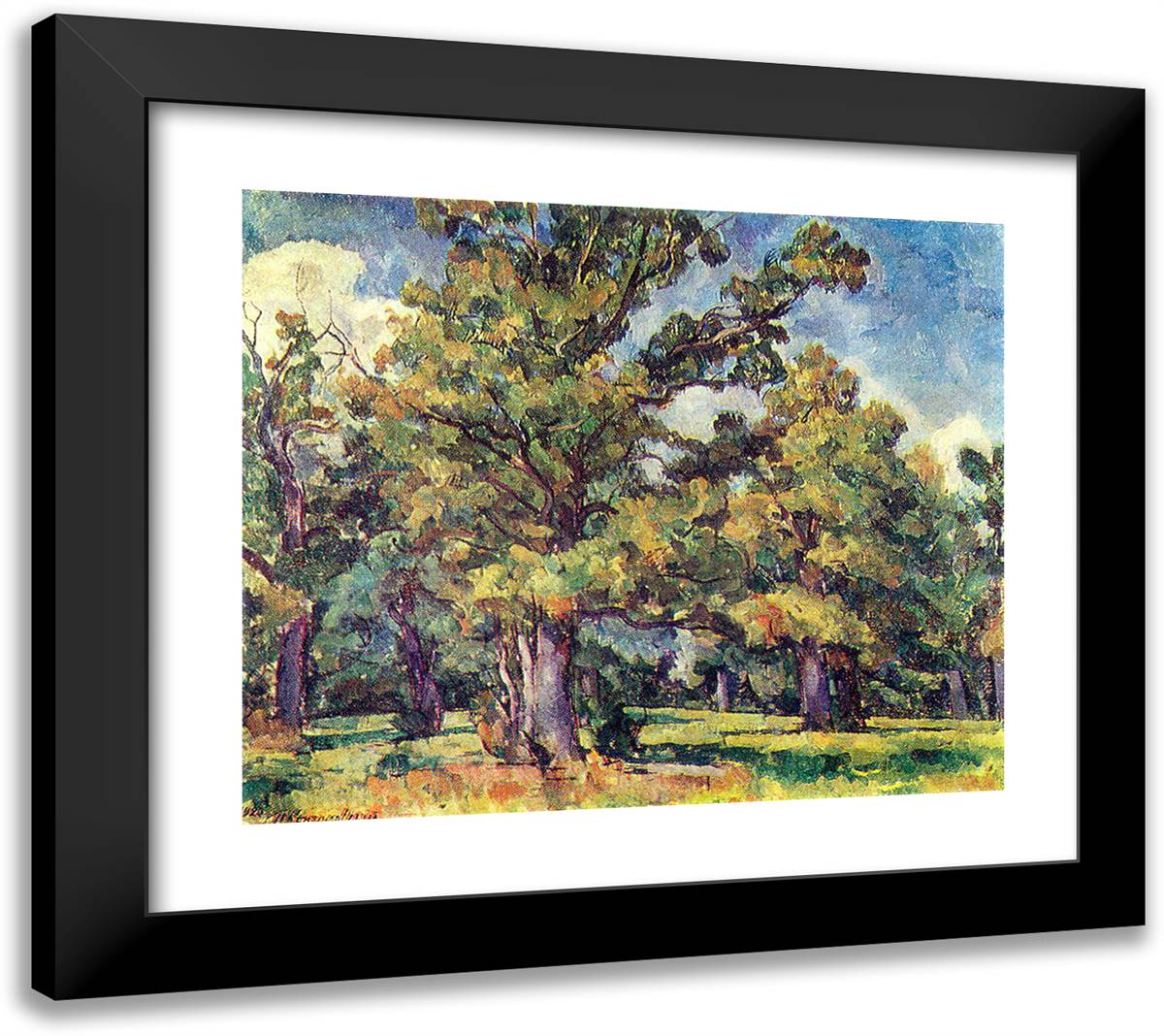 Oak Grove. Illuminated by the Sun. 22x20 Black Modern Wood Framed Art Print Poster by Konchalovsky, Piotr