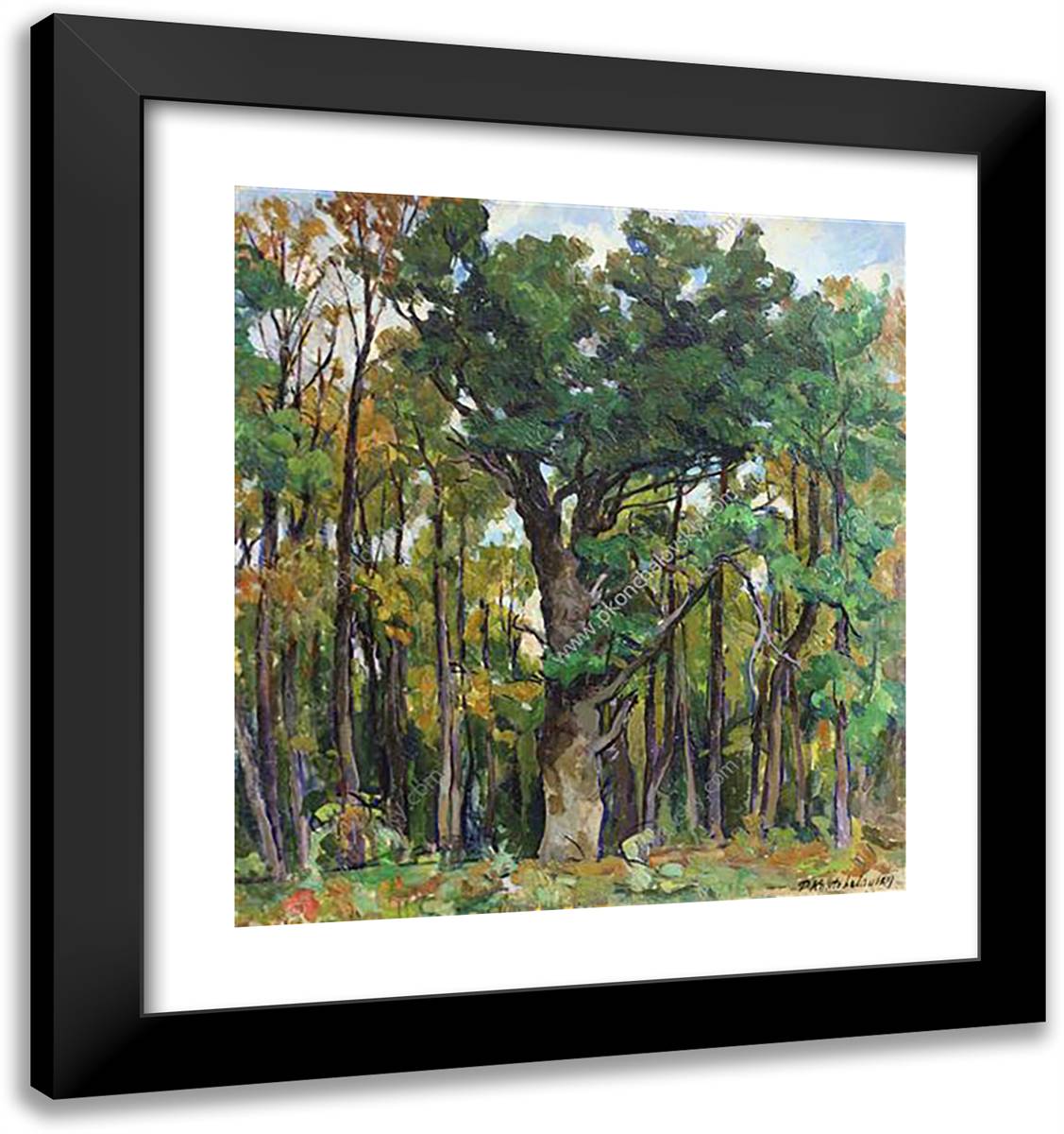 Oaks in the Park 20x21 Black Modern Wood Framed Art Print Poster by Konchalovsky, Piotr