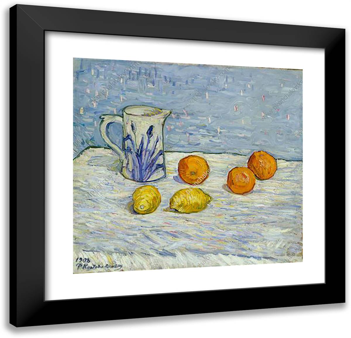 Oranges 21x20 Black Modern Wood Framed Art Print Poster by Konchalovsky, Piotr