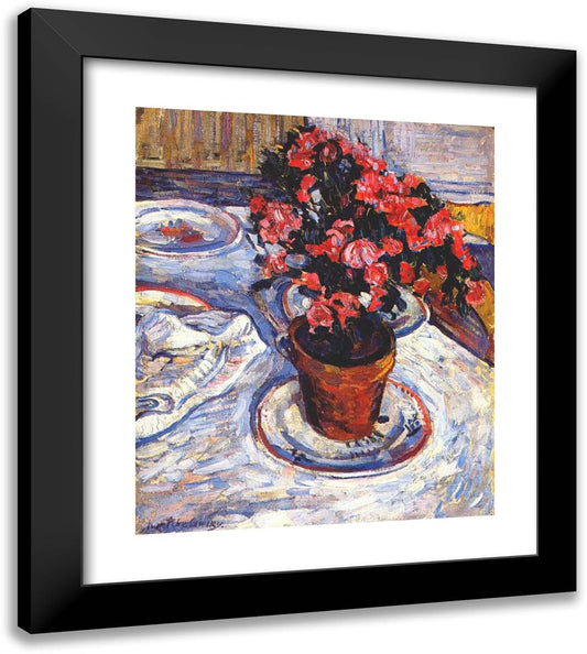 Paris. Azaleas in a Pot. 20x23 Black Modern Wood Framed Art Print Poster by Konchalovsky, Piotr