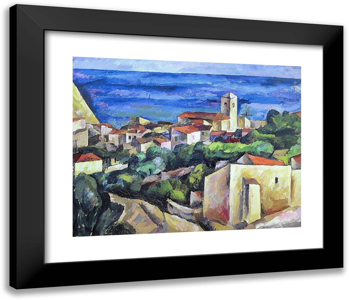 Port of Siena 23x20 Black Modern Wood Framed Art Print Poster by Konchalovsky, Piotr