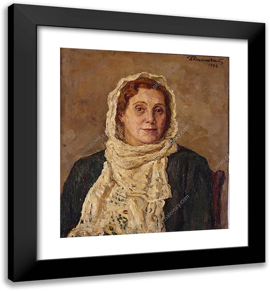 Portrait Art Critic Capitolina Vladimirovna Frolova 20x22 Black Modern Wood Framed Art Print Poster by Konchalovsky, Piotr