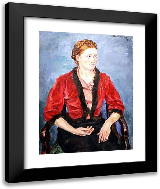 Portrait of a Girl (Sima) 20x24 Black Modern Wood Framed Art Print Poster by Konchalovsky, Piotr