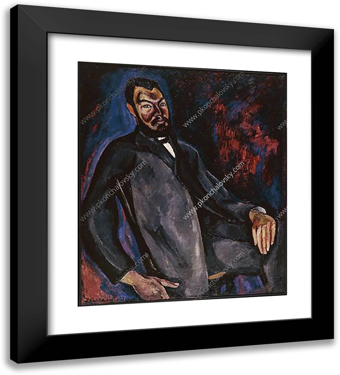 Portrait of a Historian V. S. Protopopov 20x22 Black Modern Wood Framed Art Print Poster by Konchalovsky, Piotr