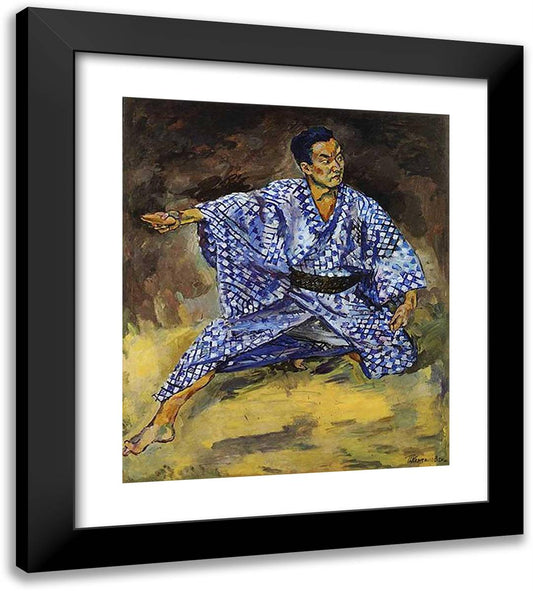 Portrait of a Japanese Actor Todzyuro Kavarasaki 20x22 Black Modern Wood Framed Art Print Poster by Konchalovsky, Piotr