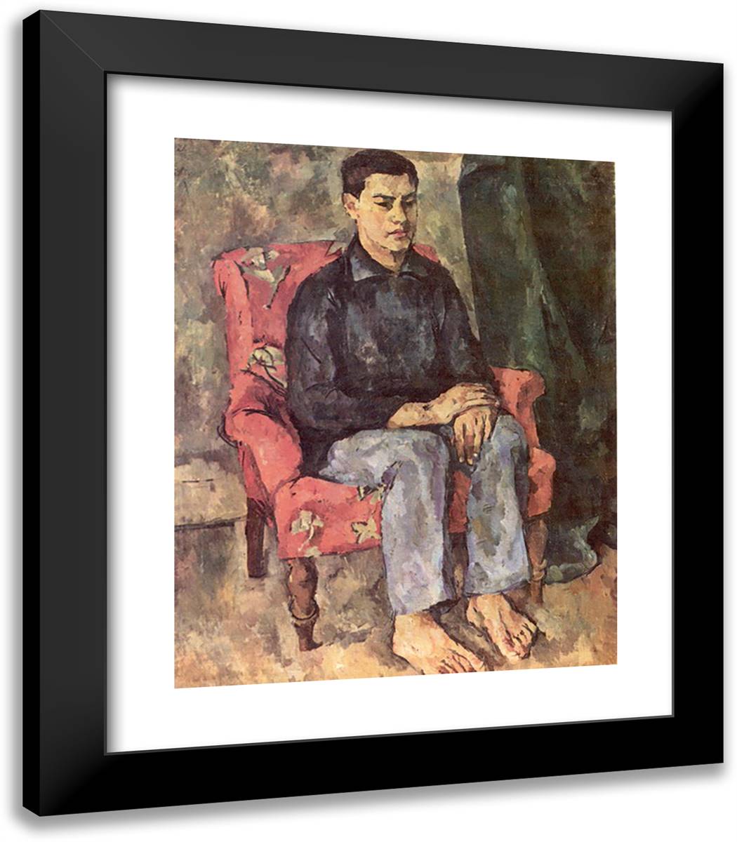 Portrait of a Son 20x23 Black Modern Wood Framed Art Print Poster by Konchalovsky, Piotr