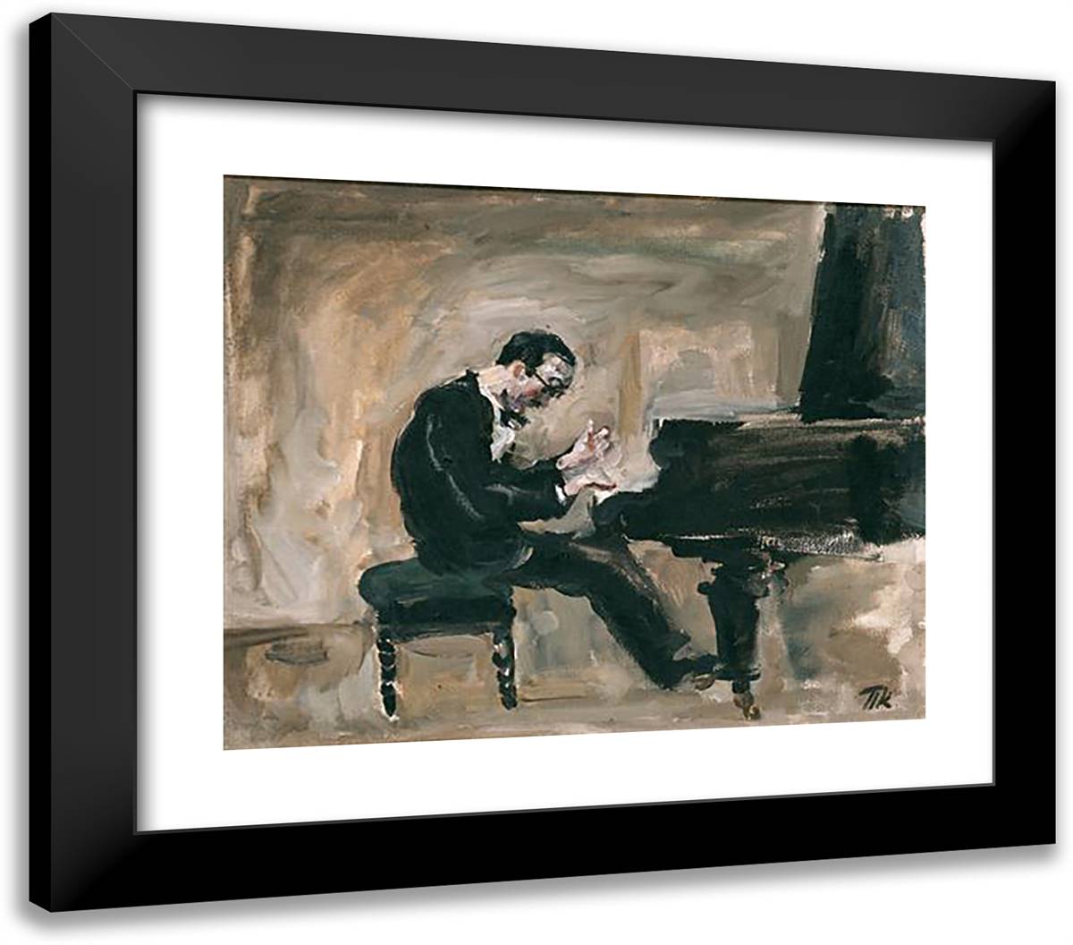 Portrait of an Italian Pianist and Conductor Carlo Tsekki 23x20 Black Modern Wood Framed Art Print Poster by Konchalovsky, Piotr