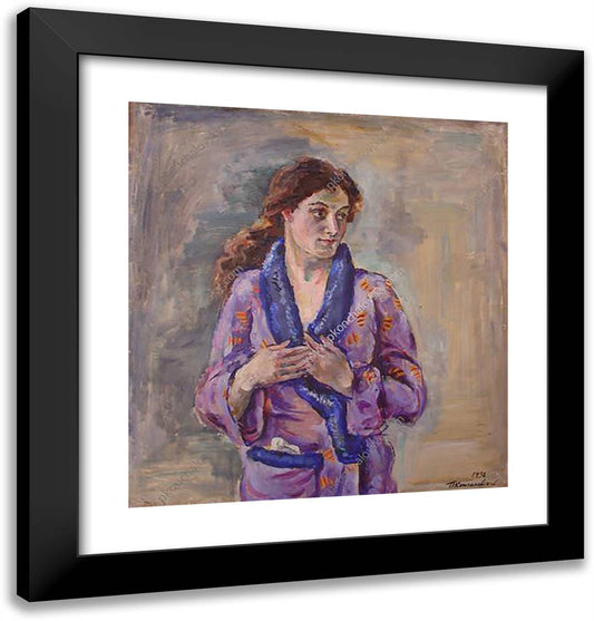 Portrait of Arfenik Artemevna Tadeo 20x21 Black Modern Wood Framed Art Print Poster by Konchalovsky, Piotr