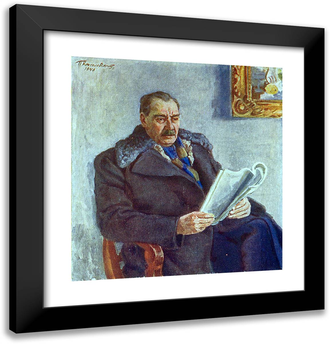 Portrait of Constantin Andreyevich Trenev 20x21 Black Modern Wood Framed Art Print Poster by Konchalovsky, Piotr