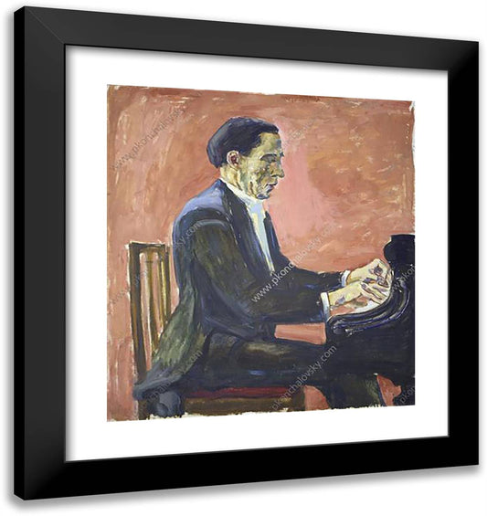 Portrait of French Pianist Alfred Cortot 20x21 Black Modern Wood Framed Art Print Poster by Konchalovsky, Piotr