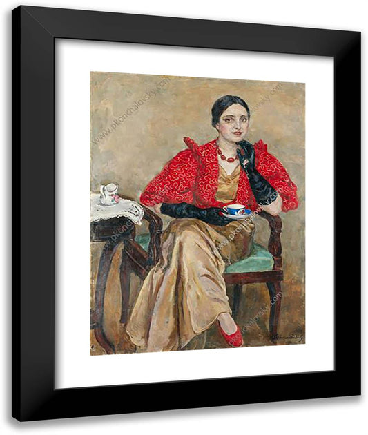 Portrait of G. A. Egorova 20x24 Black Modern Wood Framed Art Print Poster by Konchalovsky, Piotr