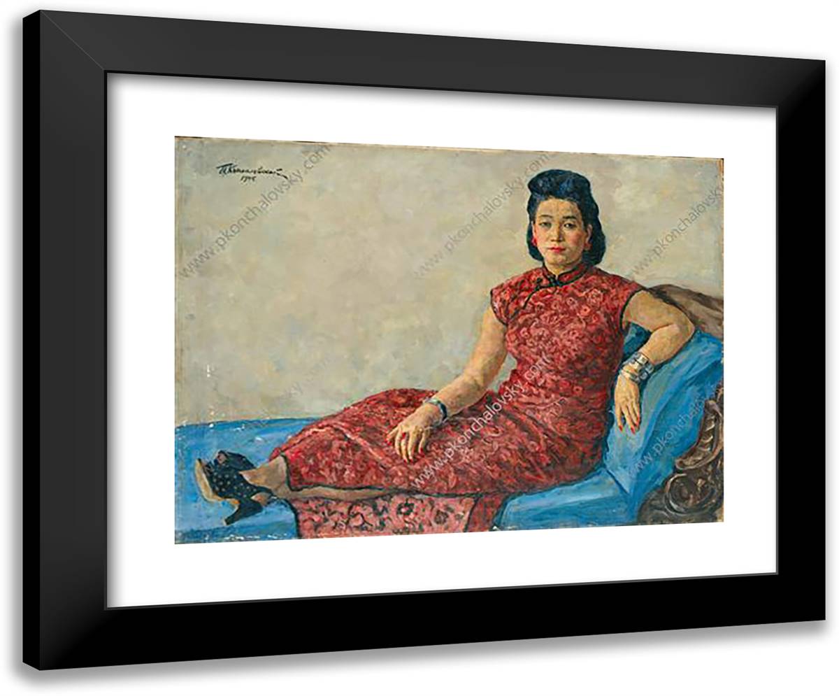 Portrait of Hu Ji-Pang 24x20 Black Modern Wood Framed Art Print Poster by Konchalovsky, Piotr