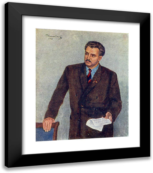 Portrait of Konstantin Mikhailovich Simonov 20x23 Black Modern Wood Framed Art Print Poster by Konchalovsky, Piotr