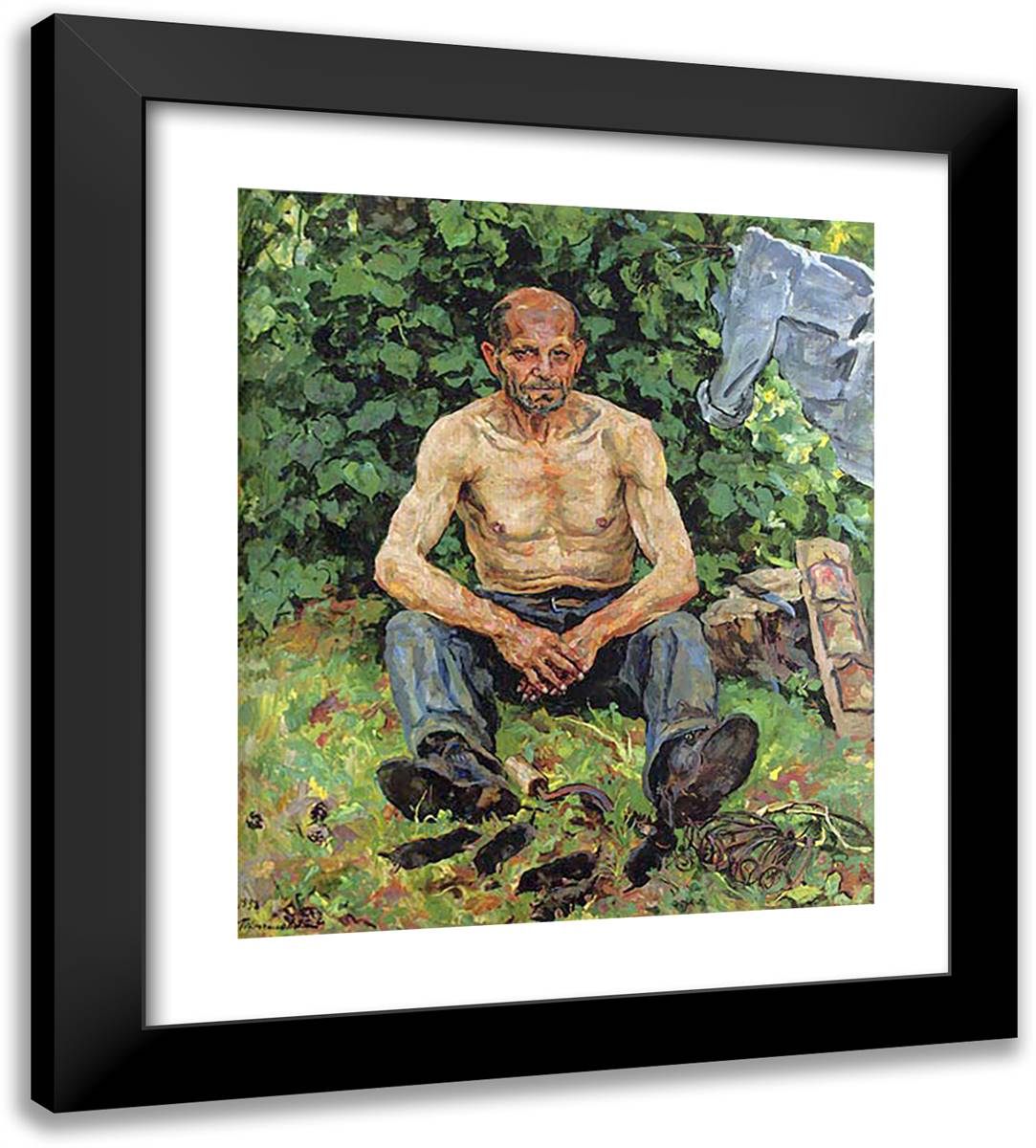 Portrait of Mole-Catcher Fedor Petrovich 20x22 Black Modern Wood Framed Art Print Poster by Konchalovsky, Piotr