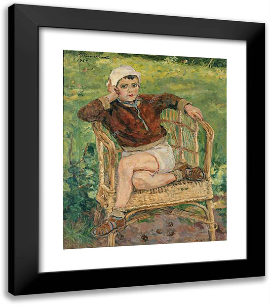 Portrait of N. S. Mikhalkov in the Chair 20x23 Black Modern Wood Framed Art Print Poster by Konchalovsky, Piotr