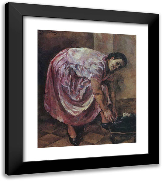 Portrait of Natalia Petrovna Konchalovsky, the Artist's Daughter (In Pink Dress) 20x23 Black Modern Wood Framed Art Print Poster by Konchalovsky, Piotr