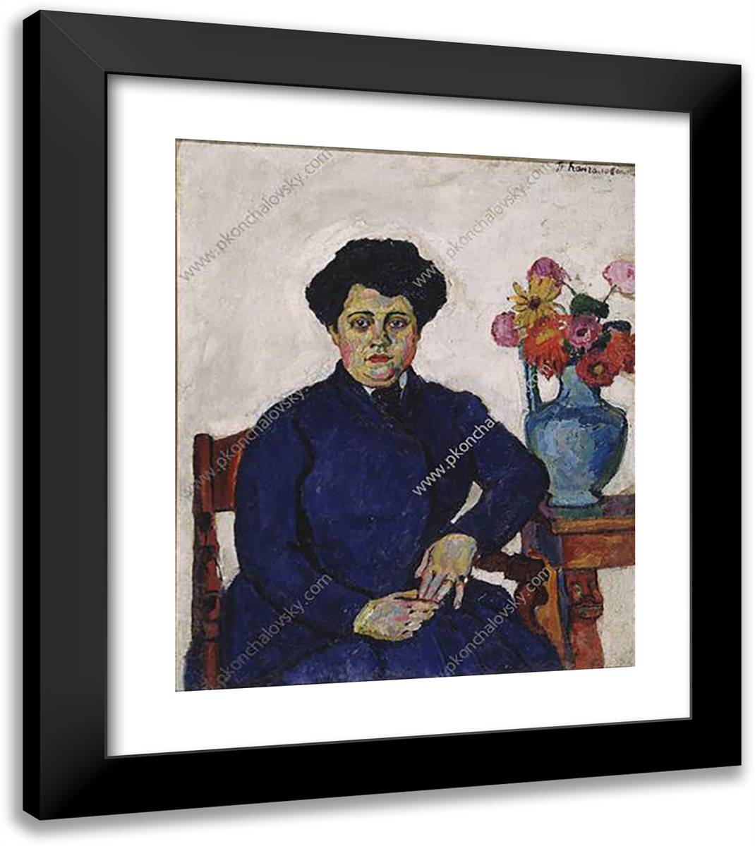 Portrait of O. Konchalovskaya 20x23 Black Modern Wood Framed Art Print Poster by Konchalovsky, Piotr