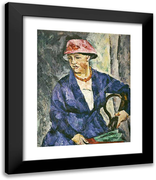 Portrait of Olga Konchalovskaya, Wife of the Artist, in Blue 20x23 Black Modern Wood Framed Art Print Poster by Konchalovsky, Piotr