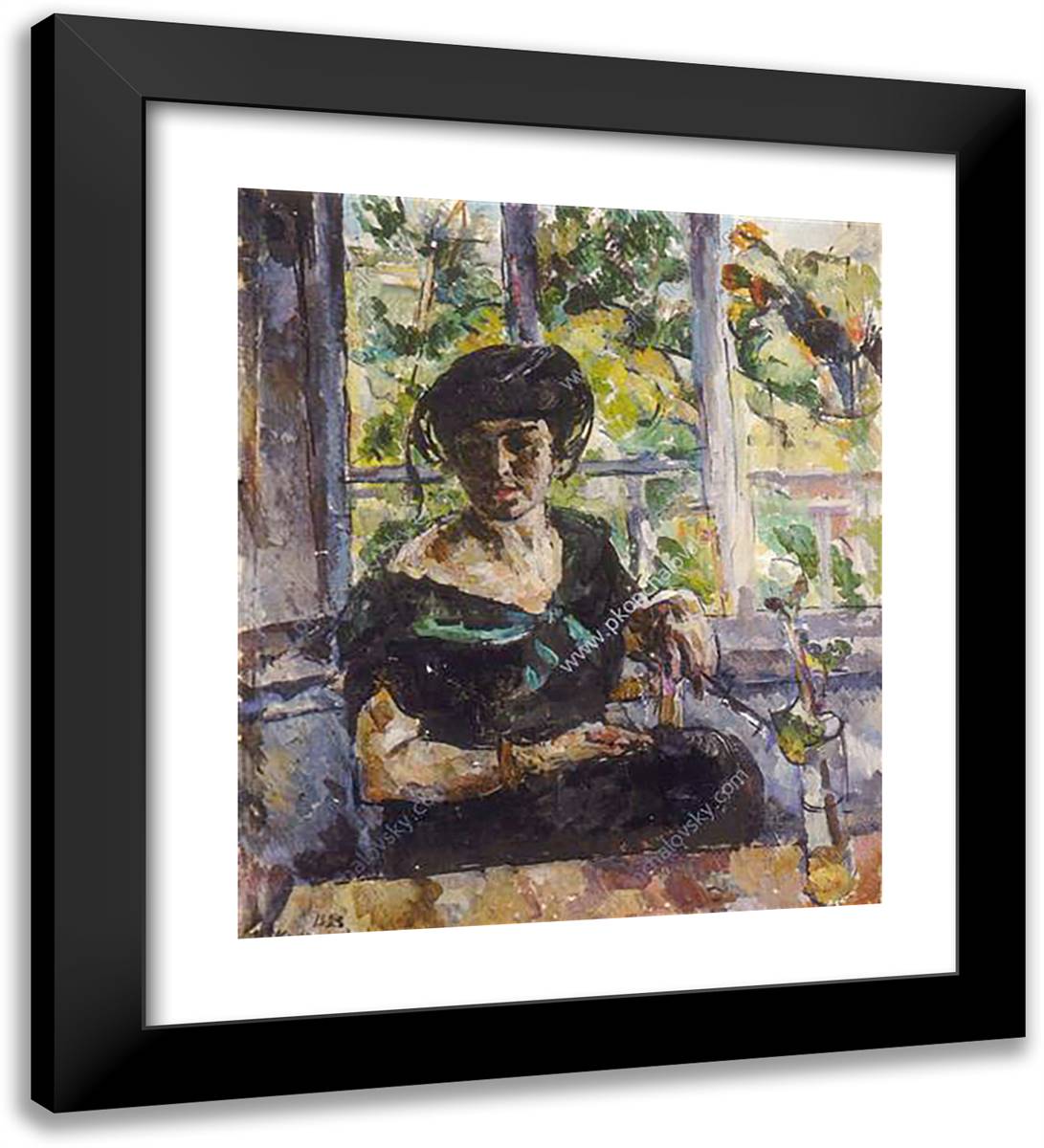 Portrait of Pascar 20x22 Black Modern Wood Framed Art Print Poster by Konchalovsky, Piotr