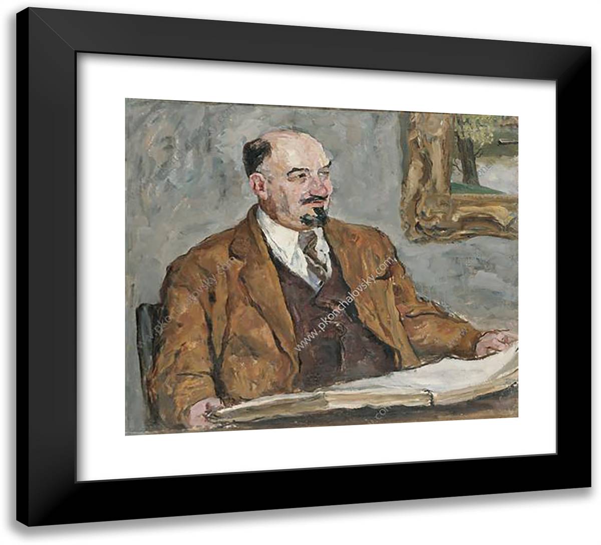 Portrait of Professor N. P. Remizov 22x20 Black Modern Wood Framed Art Print Poster by Konchalovsky, Piotr