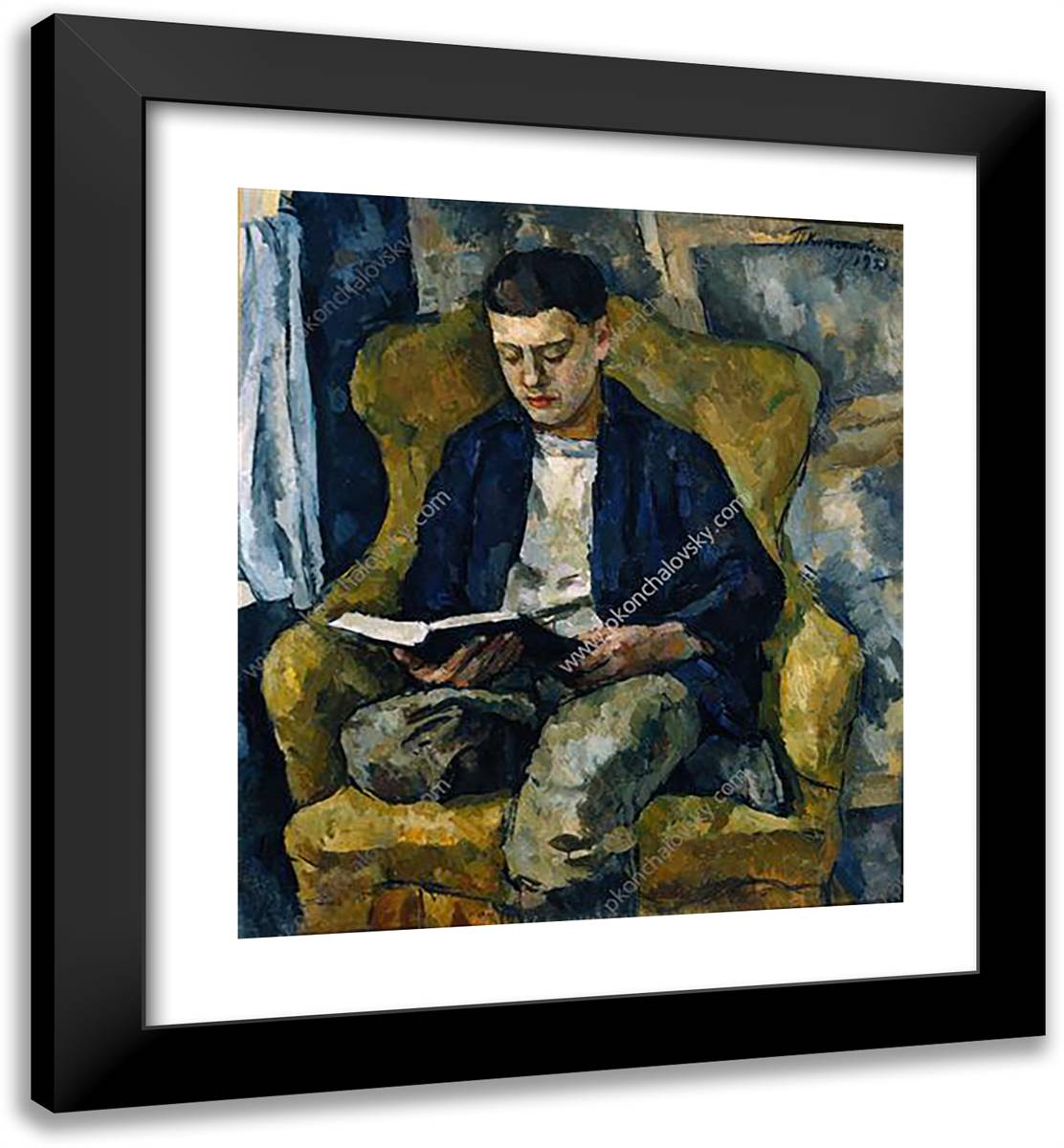 Portrait of Pyotr Konchalovsky, the Son of the Artist 20x22 Black Modern Wood Framed Art Print Poster by Konchalovsky, Piotr