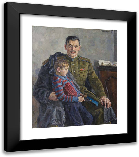 Portrait of Sergei Vladimirovich Mikhalkov with His Son 20x23 Black Modern Wood Framed Art Print Poster by Konchalovsky, Piotr