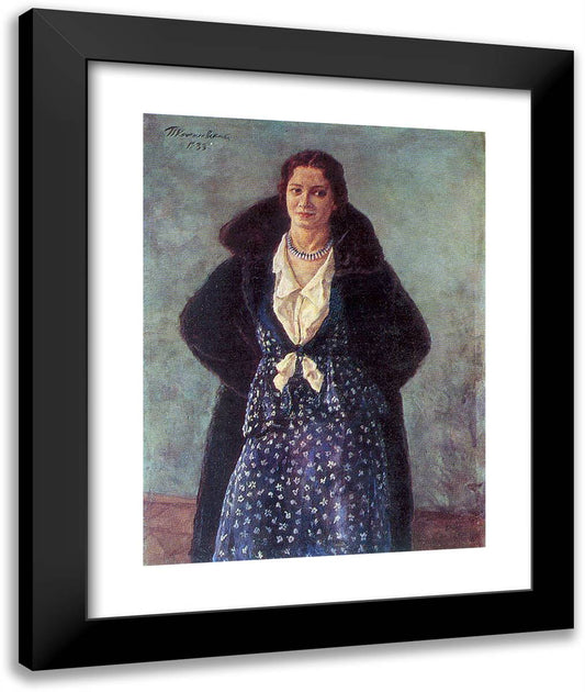 Portrait of the Actress Angelina Osipovna Stepanova 20x24 Black Modern Wood Framed Art Print Poster by Konchalovsky, Piotr