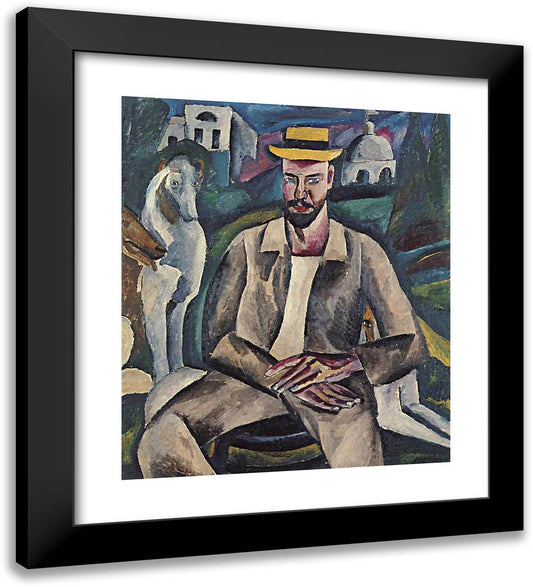 Portrait of the Artist Vladimir Rozhdestvensky 20x22 Black Modern Wood Framed Art Print Poster by Konchalovsky, Piotr