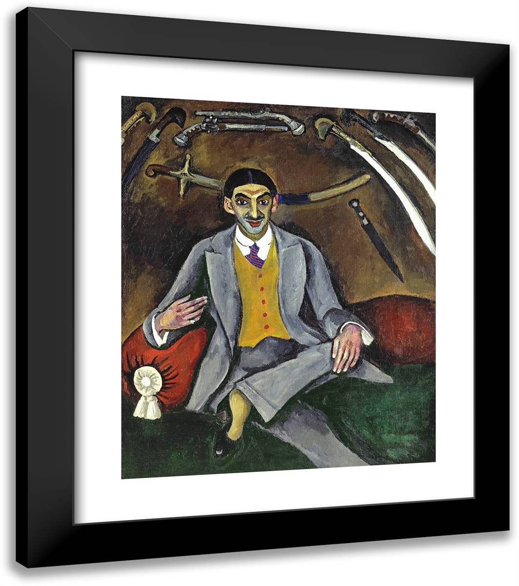 Portrait of the Painter, G. B. Yakulov 20x23 Black Modern Wood Framed Art Print Poster by Konchalovsky, Piotr