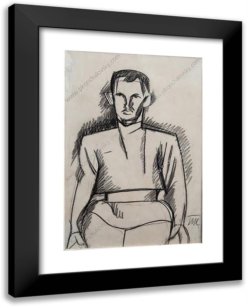 Portrait. the Sketch. 19x24 Black Modern Wood Framed Art Print Poster by Konchalovsky, Piotr