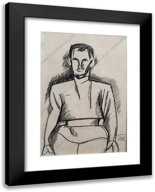 Portrait. the Sketch. 19x24 Black Modern Wood Framed Art Print Poster by Konchalovsky, Piotr