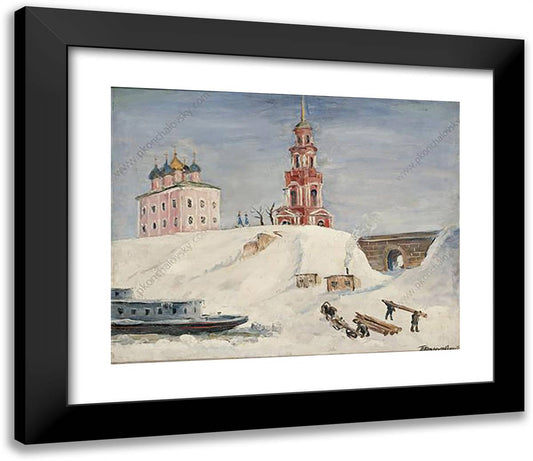 Quay in Ryazan 23x20 Black Modern Wood Framed Art Print Poster by Konchalovsky, Piotr