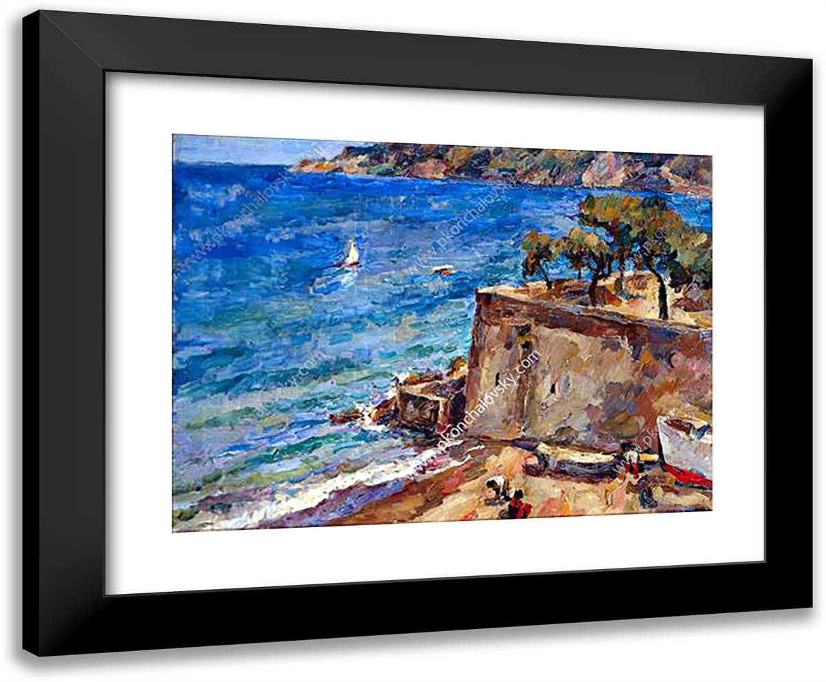 Seashore. Italy. 24x20 Black Modern Wood Framed Art Print Poster by Konchalovsky, Piotr