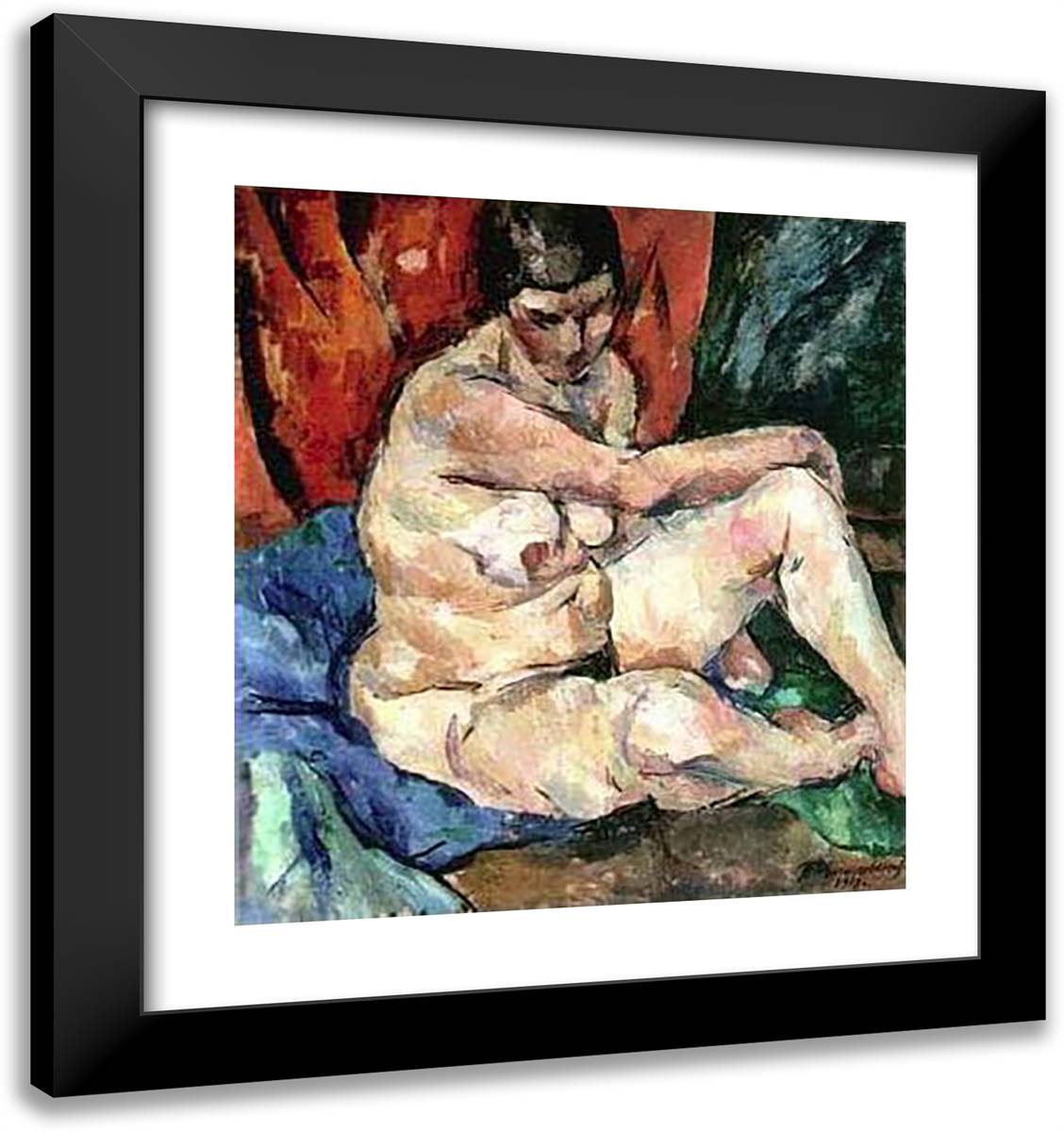 Seated Nude 20x21 Black Modern Wood Framed Art Print Poster by Konchalovsky, Piotr