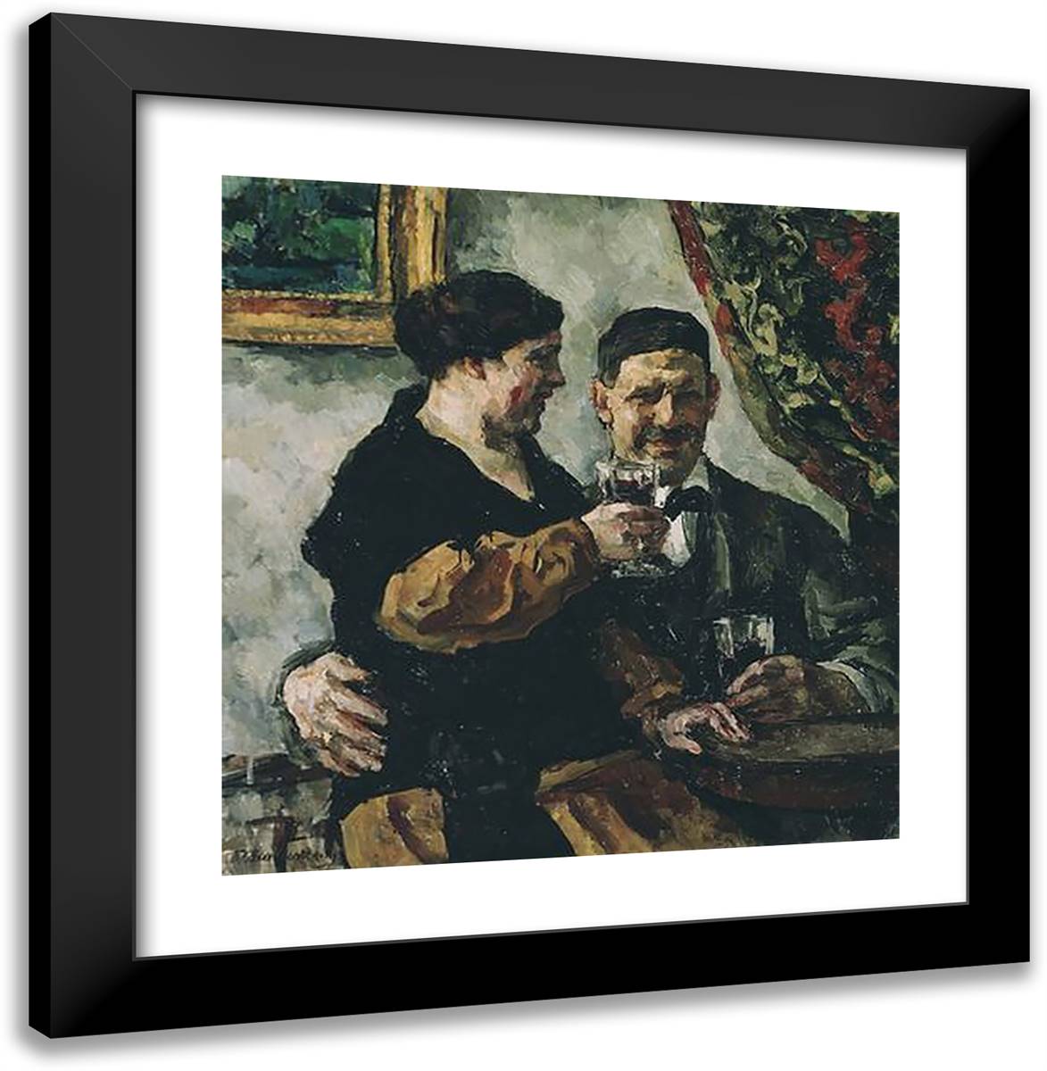 Self-Portrait with Wife 20x20 Black Modern Wood Framed Art Print Poster by Konchalovsky, Piotr