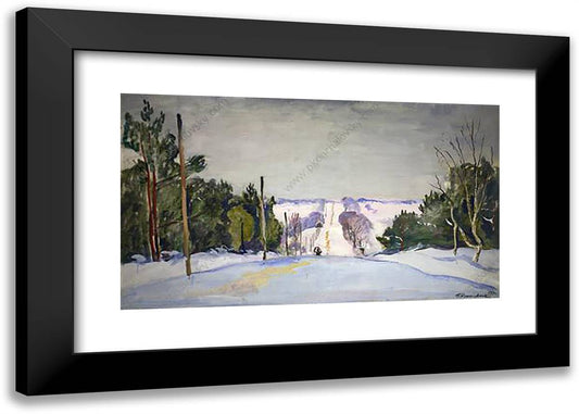 Shosse in Winter 24x17 Black Modern Wood Framed Art Print Poster by Konchalovsky, Piotr