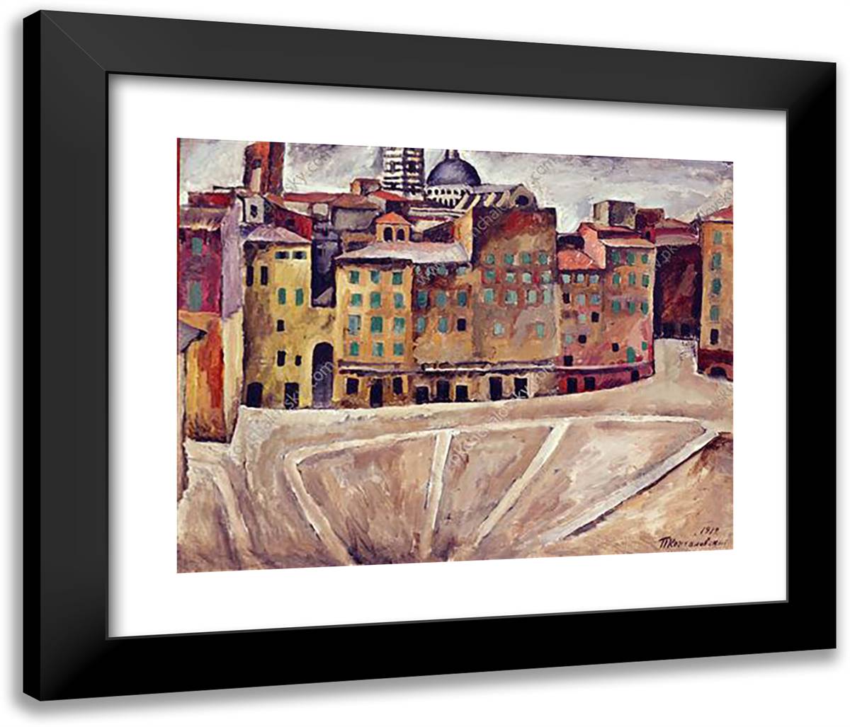 Siena. the Urban Landscape. 24x20 Black Modern Wood Framed Art Print Poster by Konchalovsky, Piotr