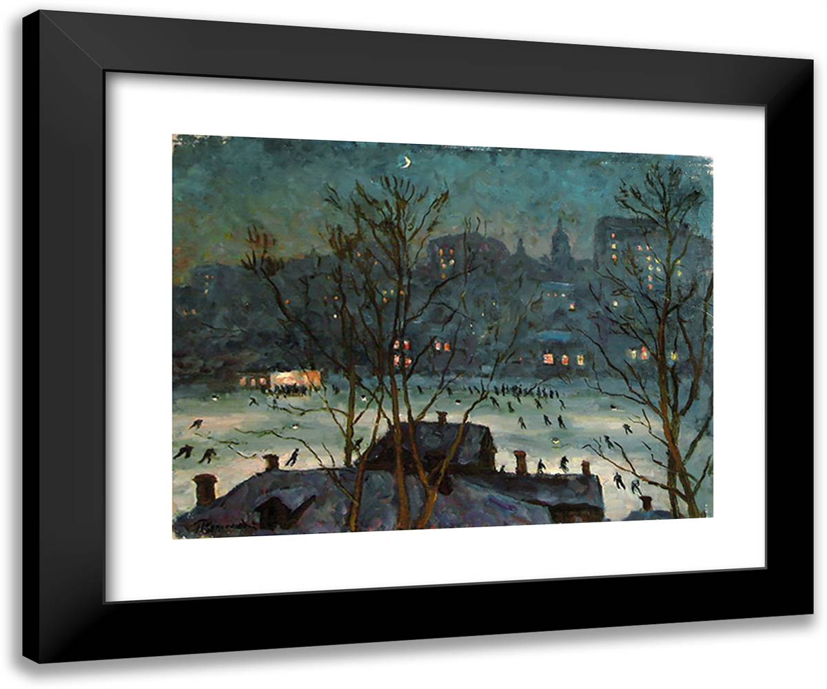 Skating Rink 'Dynamo' 24x20 Black Modern Wood Framed Art Print Poster by Konchalovsky, Piotr