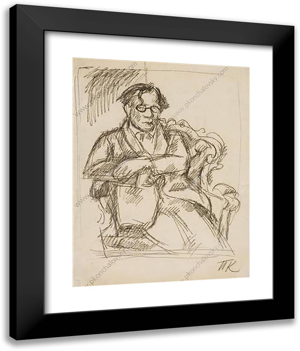 Sketch of Portrait of of the Writer Sukhotin 20x24 Black Modern Wood Framed Art Print Poster by Konchalovsky, Piotr