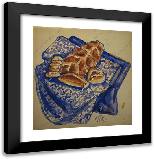 Sketch of Still Life with Bread 20x21 Black Modern Wood Framed Art Print Poster by Konchalovsky, Piotr