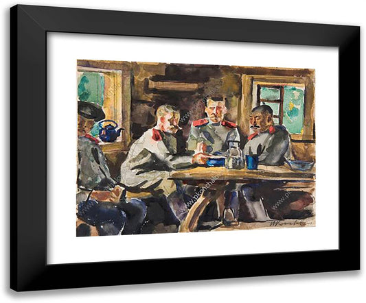 Soldiers 24x20 Black Modern Wood Framed Art Print Poster by Konchalovsky, Piotr