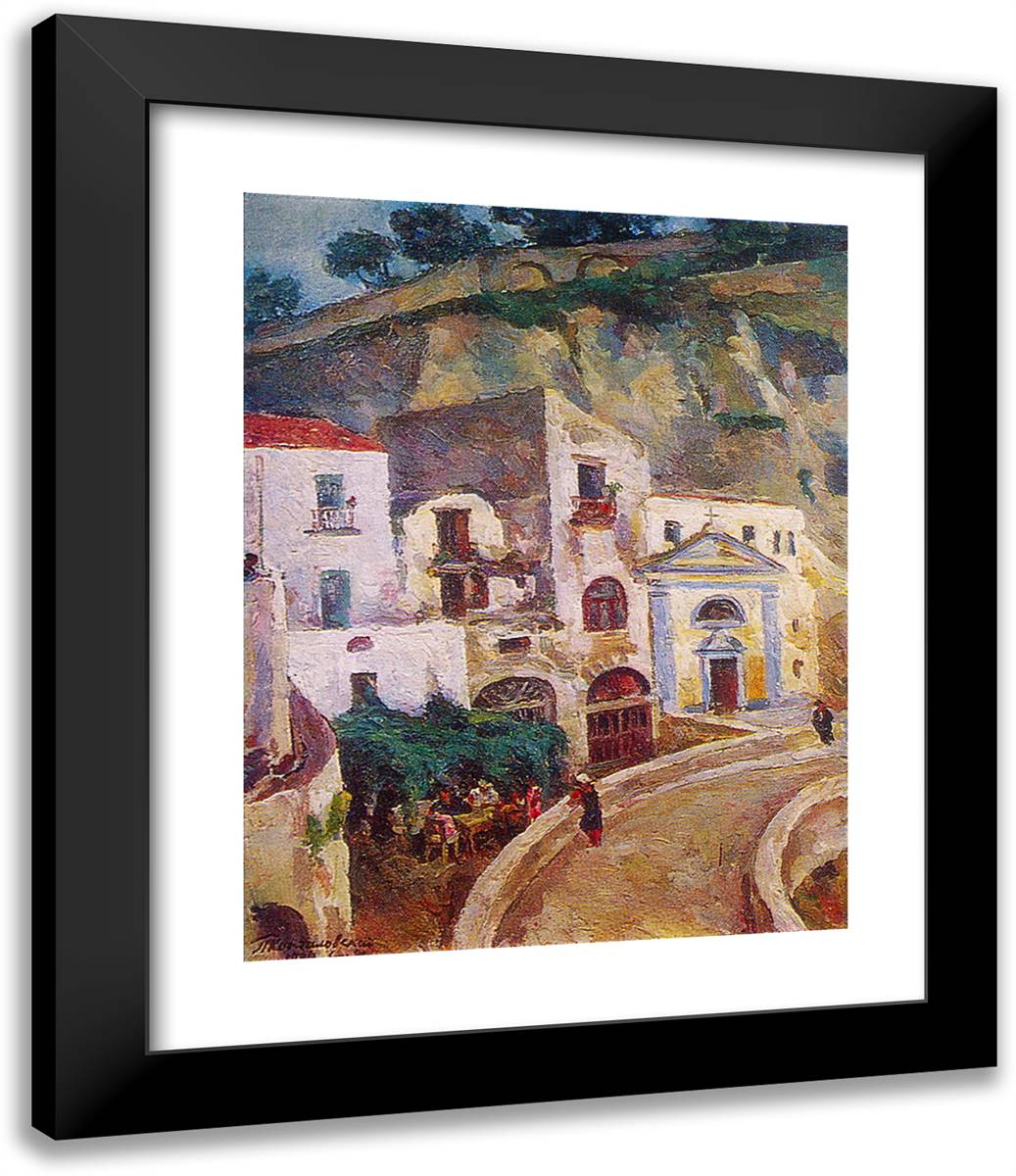 Sorrento. Grave of Sylvester Shchedrin. 20x24 Black Modern Wood Framed Art Print Poster by Konchalovsky, Piotr