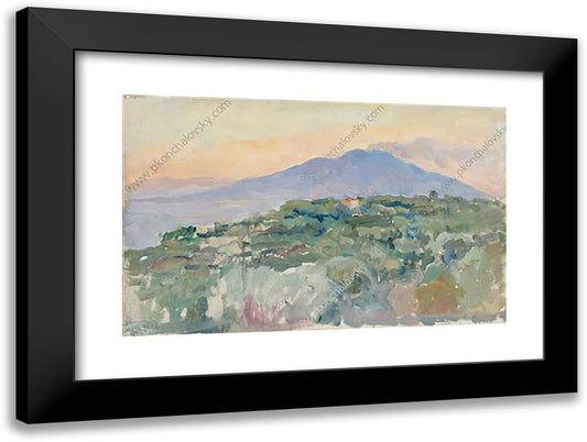 Sorrento. Vesuvius in the Evening. 24x18 Black Modern Wood Framed Art Print Poster by Konchalovsky, Piotr